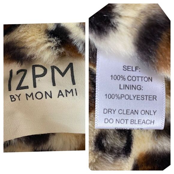 12PM by Mon Ami Jean Jacket Cheetah Trimmed Lined Faux Sherpa Size Large Animal - Picture 2 of 14